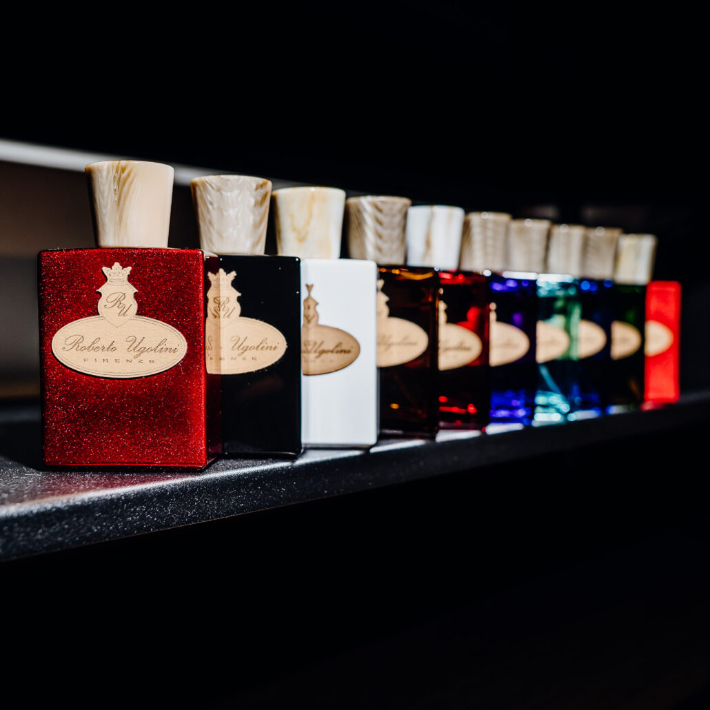 Photo of Roberto Ugolini Fragrance bottles horn caps leather tags