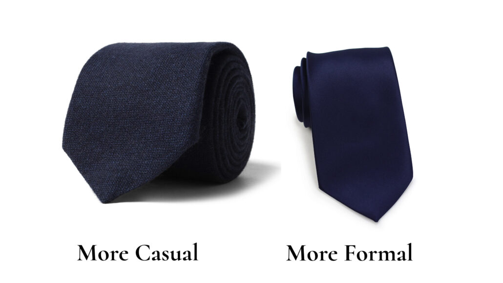 The difference between wearing a navy tie is based on its texture and appearance.