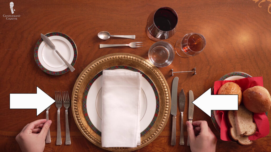 Dining etiquette for silverwares starts from outside in.