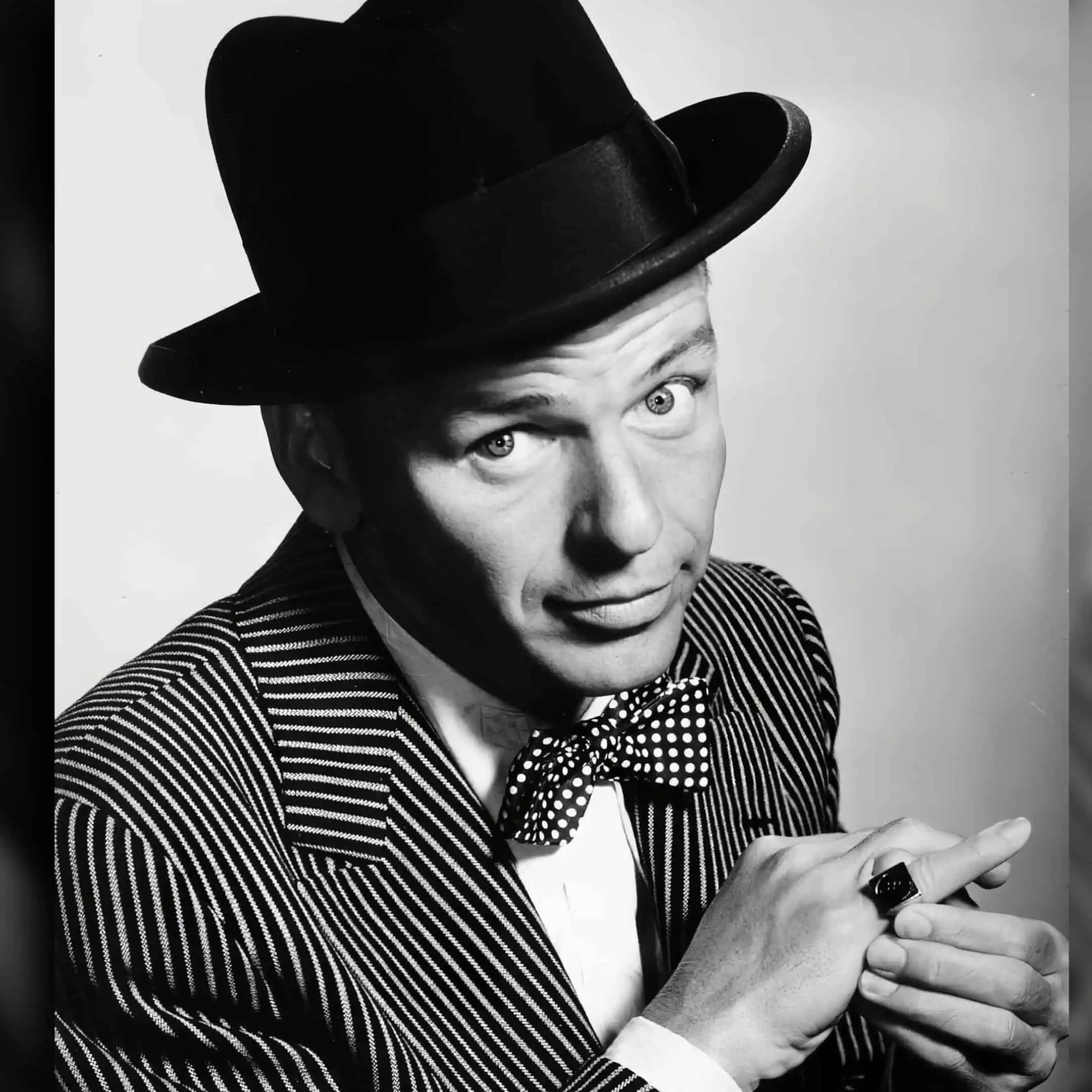 Photo of Frank Sinatra Striped Suit with Polka Dot Bow Tie