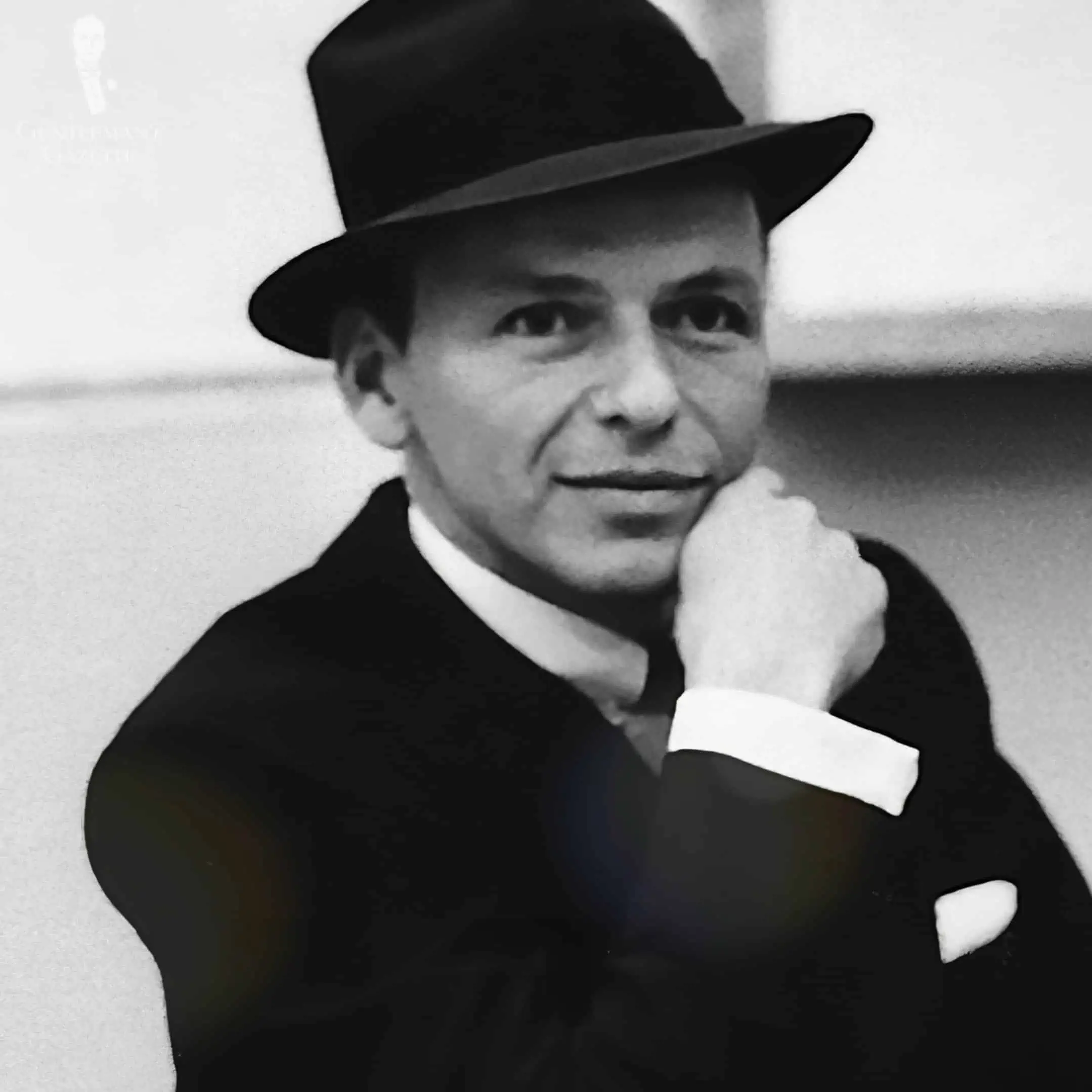 Photo of Frank Sinatra dark suit cocked hat