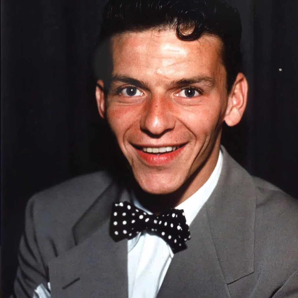 Photo of Frank Sinatra wearing a polka dot bow tie