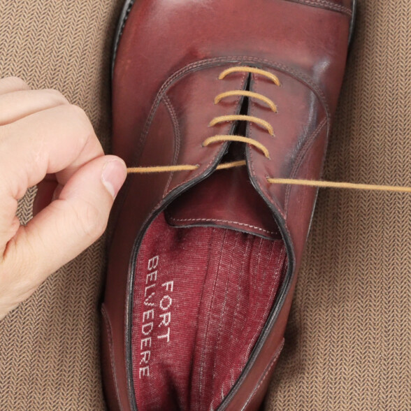 Step 5 is to repeat the previous steps until the shoe is laced
