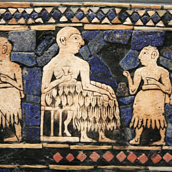 Depictions Of Sumerians Image Credit Wikimedia Mosaic depicting a Sumerian king