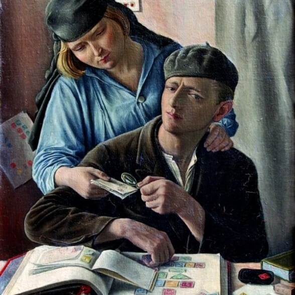 Le Philateliste 1929 By Francois Barraud Image Credit Wikimedia Painting of a stamp collector