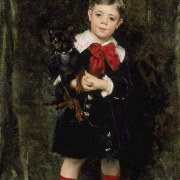 Portrait Of Robert De Cevrieux 1879 By John Singer Sargent 1 Painting of a young boy and small dog