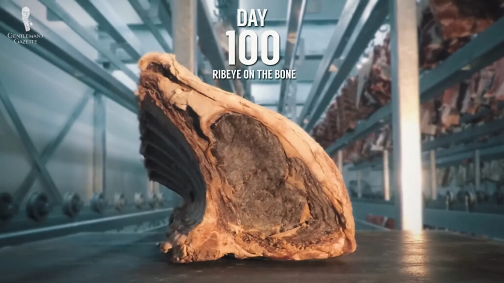 Photo of Ribeye on the bone on day 100 of aging