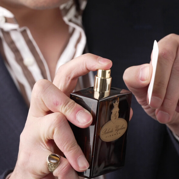 You'll be fine with just one, at the most two sprays from Roberto Ugolini fragrance.