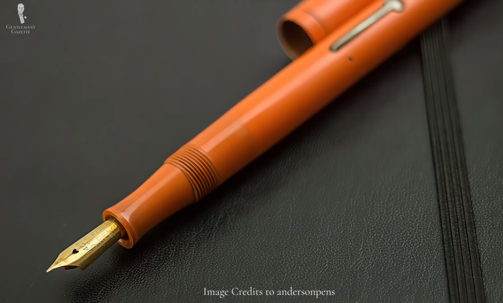 An ebonite barrel type of fountain pen.