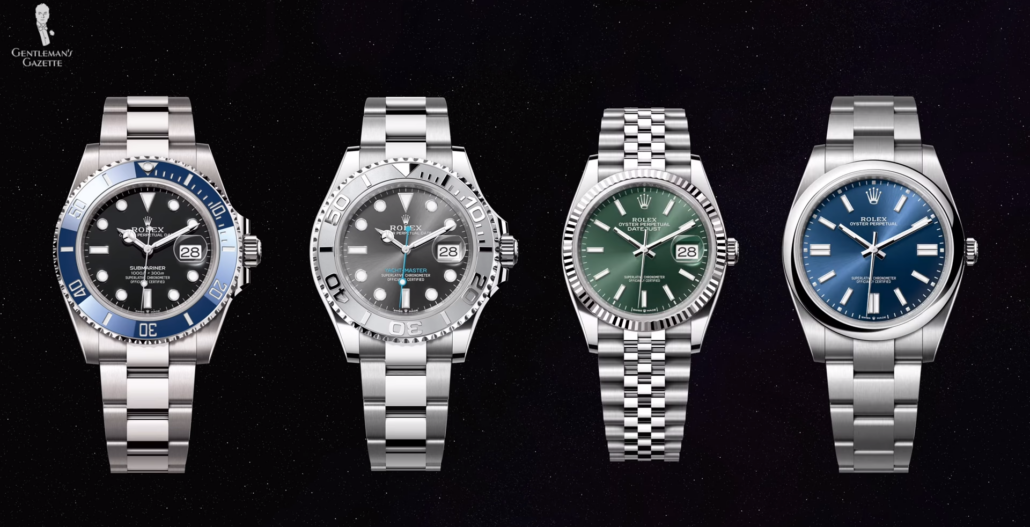 Classic pieces that make up the Rolex bulk collections.