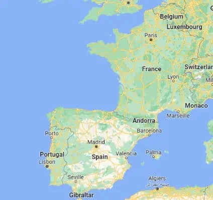France and Spain Map