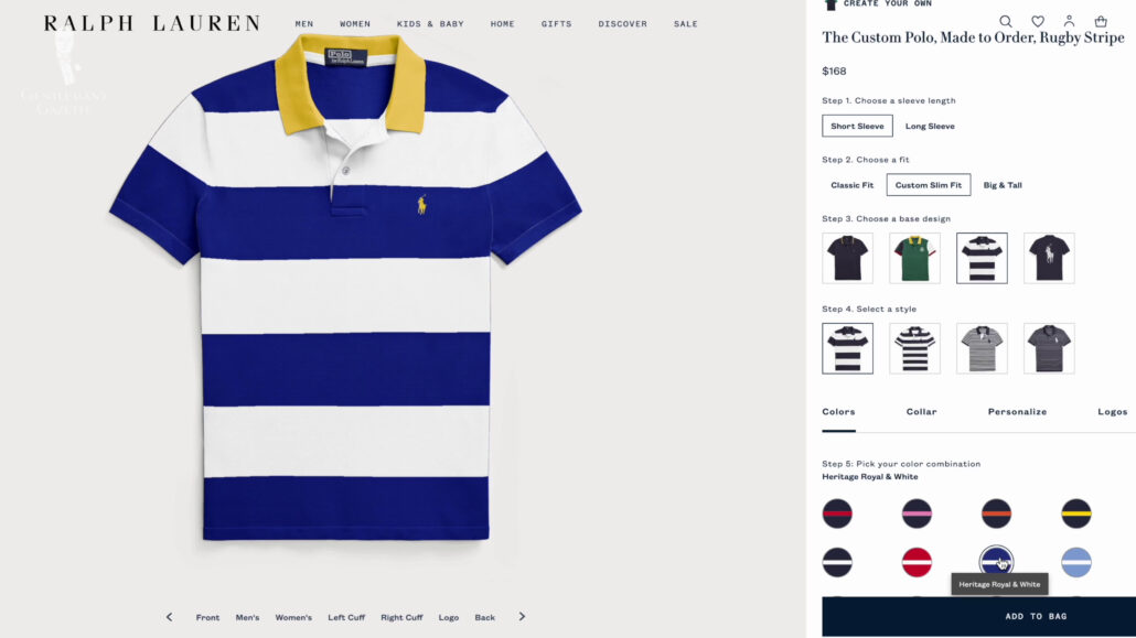 Ralph Lauren also offers customization called "Create-Your-Own".
