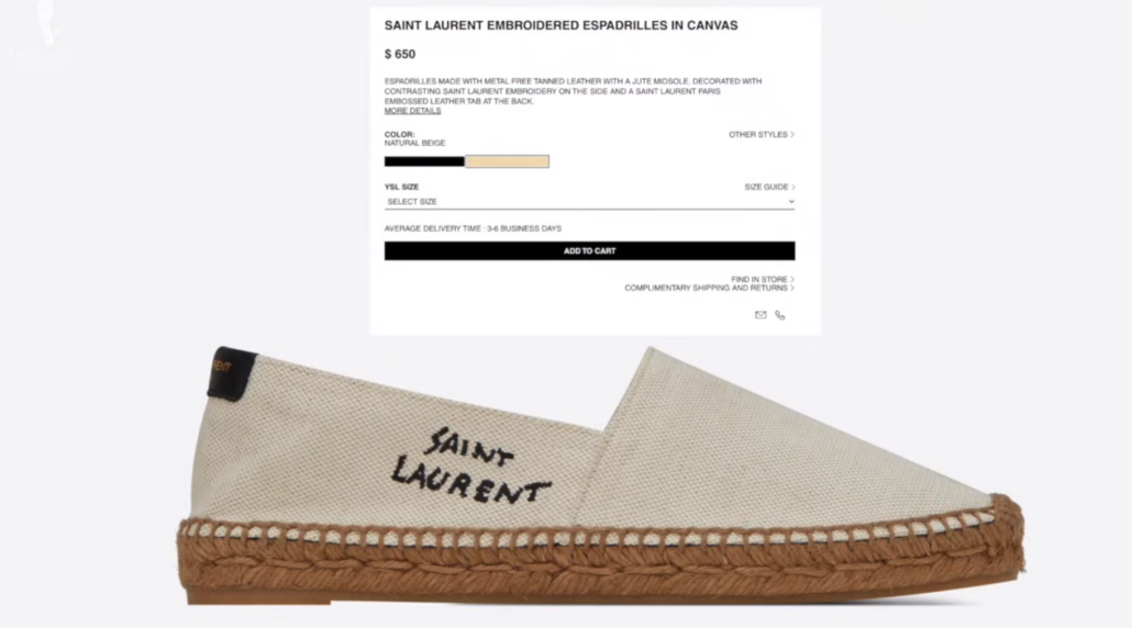 Yves Saint Laurent canvass for unisex espadrille