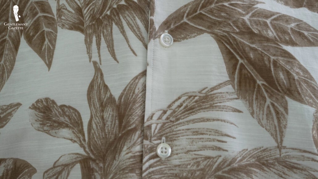 Close up of a Hawaiian shirt made of cotton