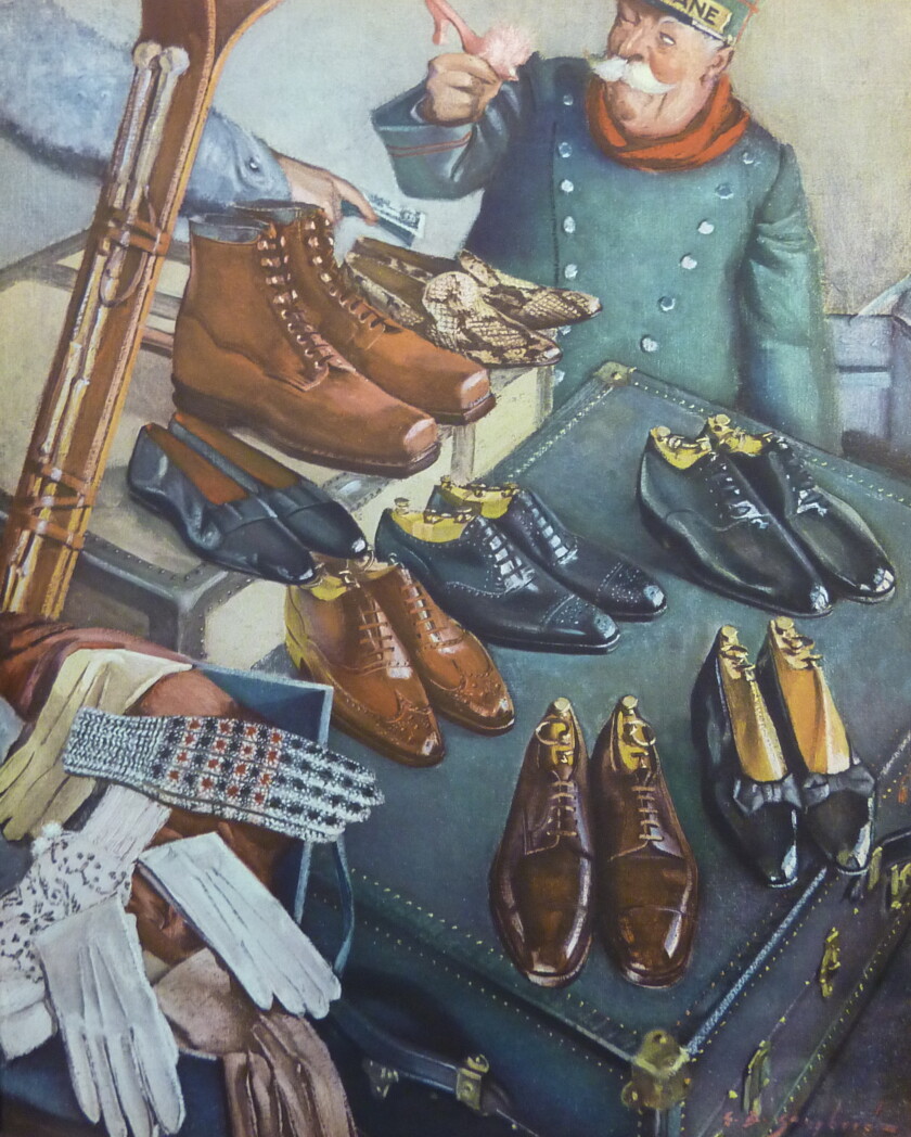 Illustration of 1930s shoes boots oxfords derbies opera pumps