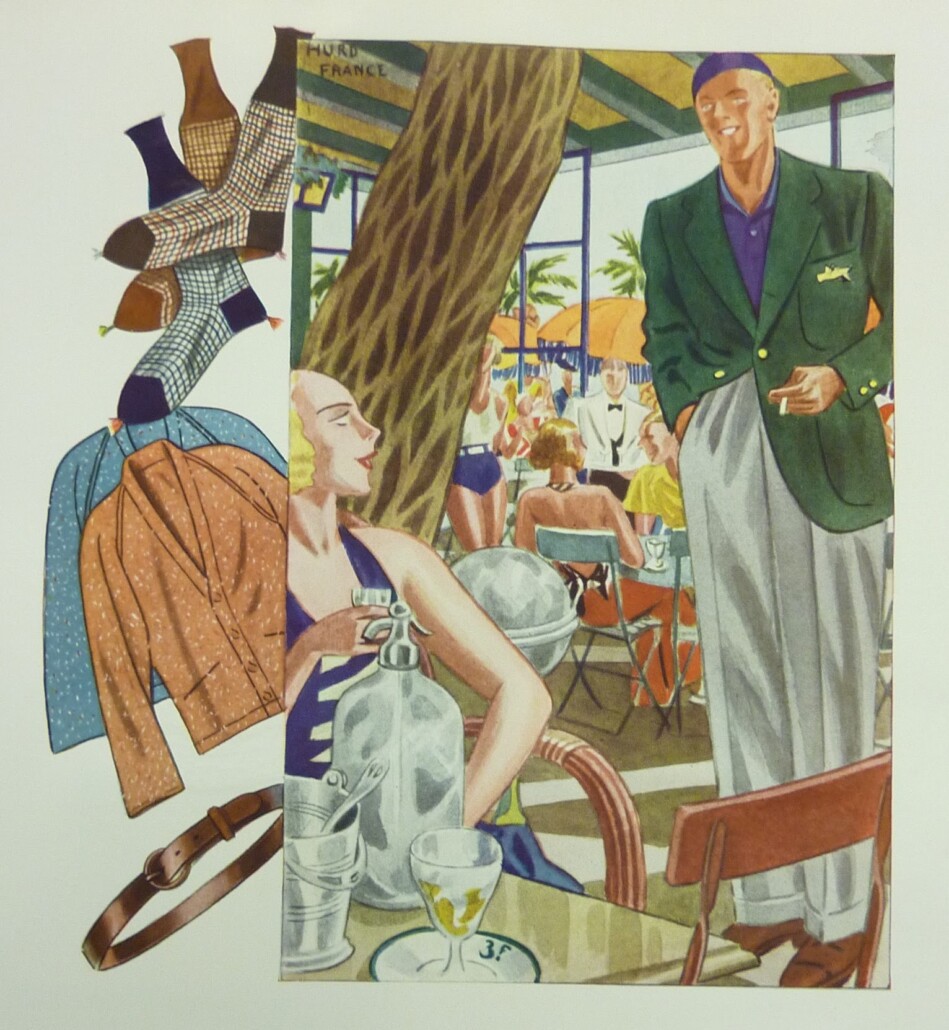 Illustration of a couple getting drinks at a beachside bar