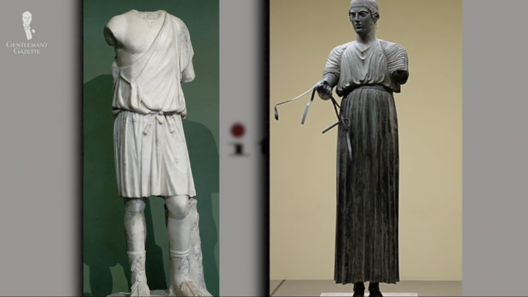 Kiton Or Ancient Tunic 1 Two sculptures depicting the ancient Roman tunic known as a "kiton"