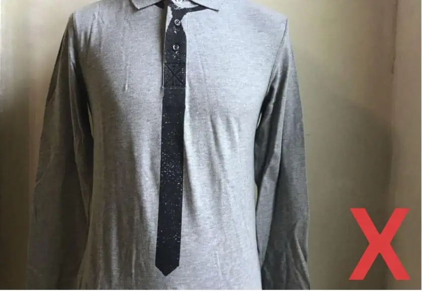 Long sleeve polo shirt shouldn't be worn with neckwear.
