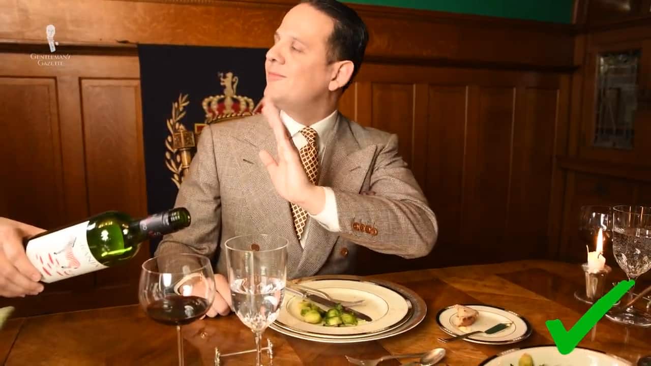 Raphael Politely Declining More Wine Table Manners Photo of Raphael politely declining more wine table manners