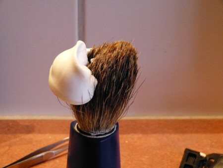 Shaving cream on shaving brush