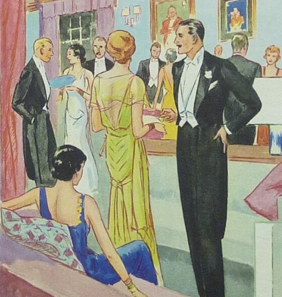 Illustration of a White Tie Dinner party