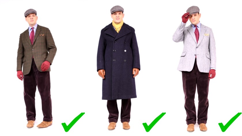 Photo of 3 examples of outfits worn with flat caps