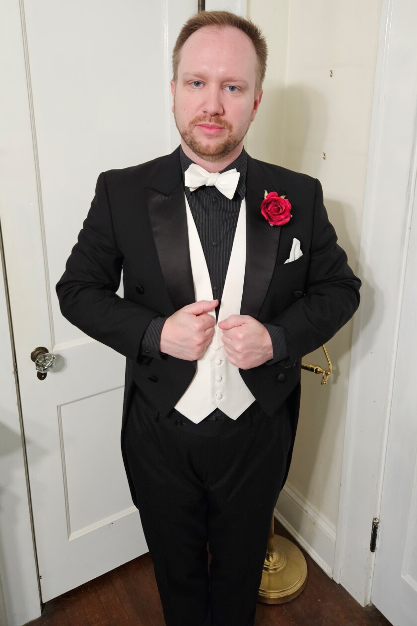 Photo of White Tie worn with a black shirt