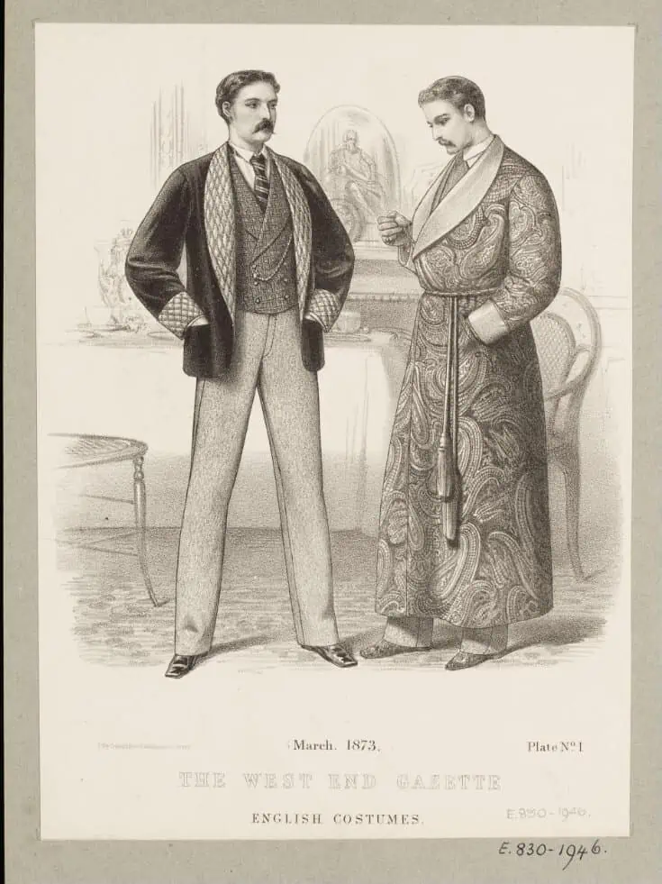 Illustration of early smoking jacket and robe