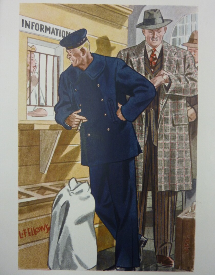 Illustration of 1940s peacoat