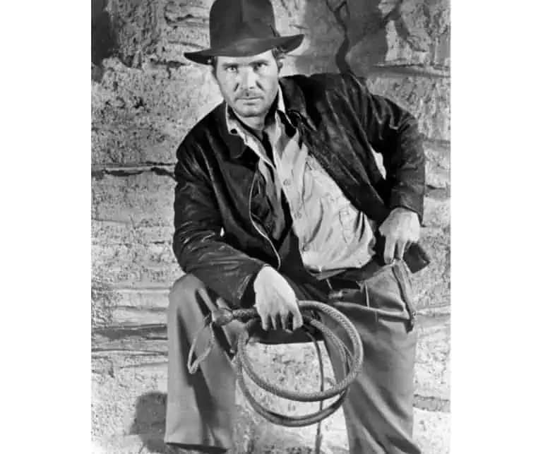 Harrison Ford as Indiana Jones sporting his iconic jacket