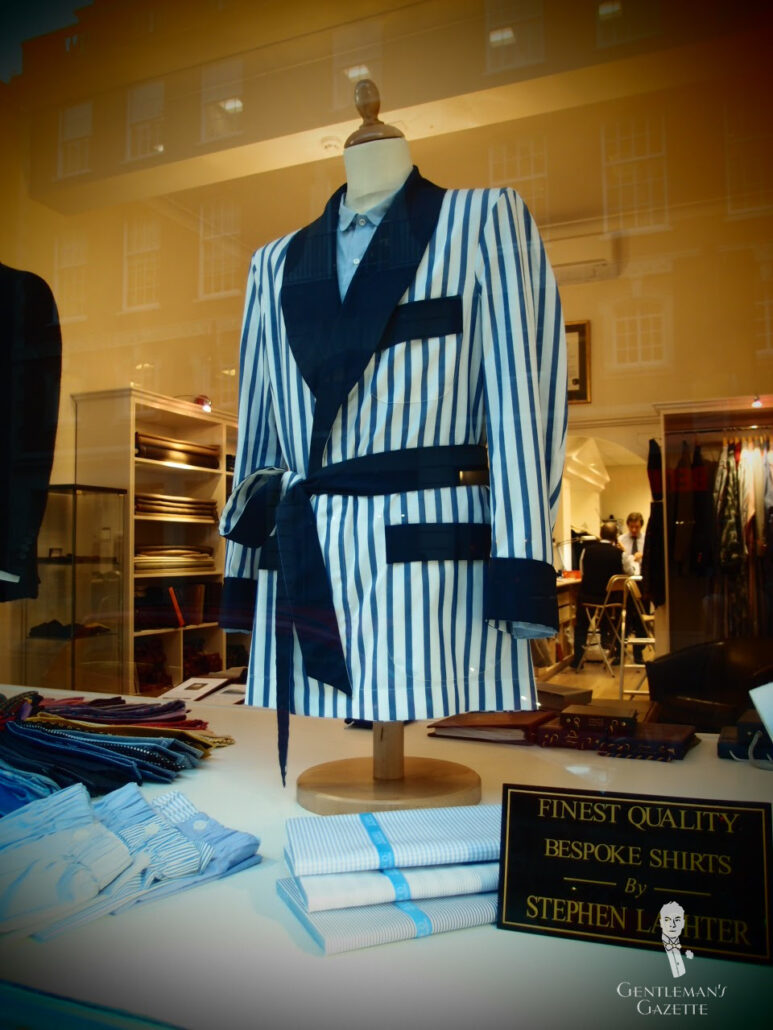 Photo of a smoking jacket in a window