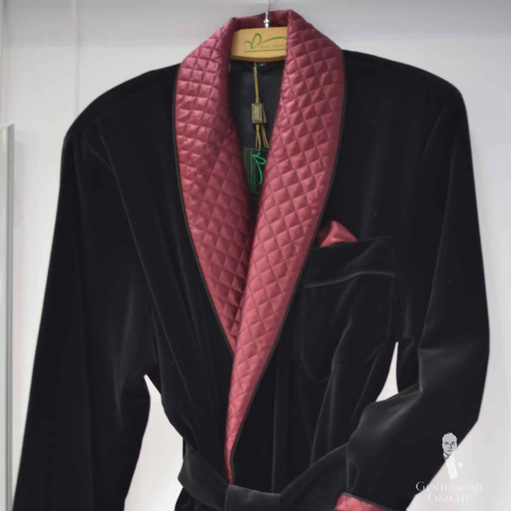 Men's Smoking Jacket Purple Cotton Velvet Black Gold Satin Fine Quilted  With Cord Piping
