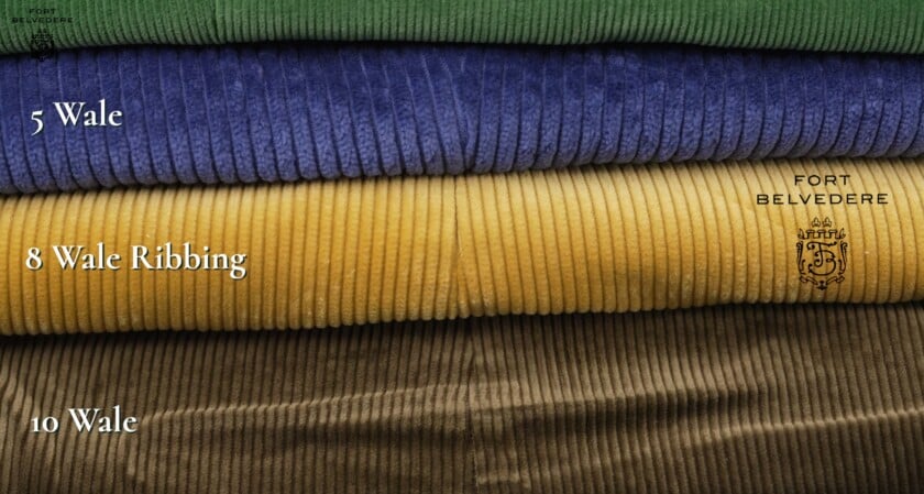 Comparing Examples Of 5 8 And 10 Wale Corduroy Photo Comparing examples of 5 8 and 10 wale corduroy