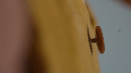 Corduroy Trouser Shank Photo of the shank on a corozo button on a pair of corduroy