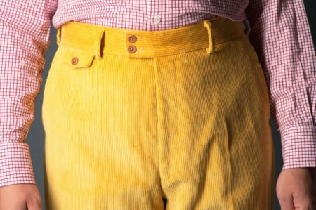 Corozo Buttons On Corduroy Trousers Photo of Corozo buttons on corduroy trousers