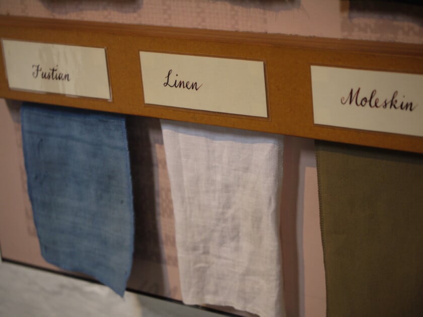Display Comparing Fustian Linen And Moleskin Image Credit Wikimedia Photo comparing fustian linen and corduroy