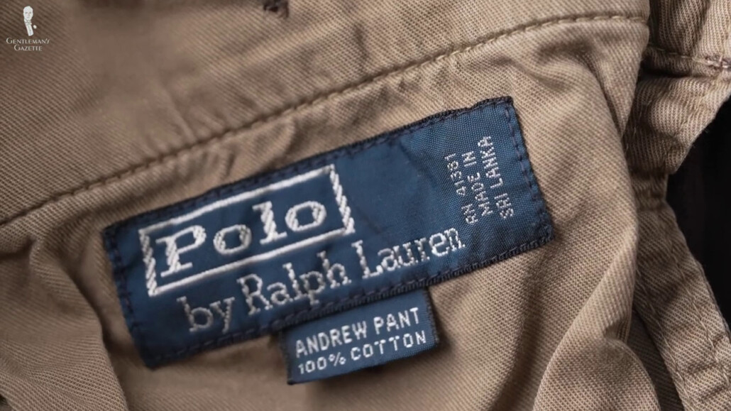 Fabric label on a Ralph Lauren trouser