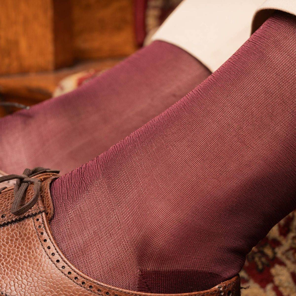 Photo of Fort Belvedere burgundy silk socks