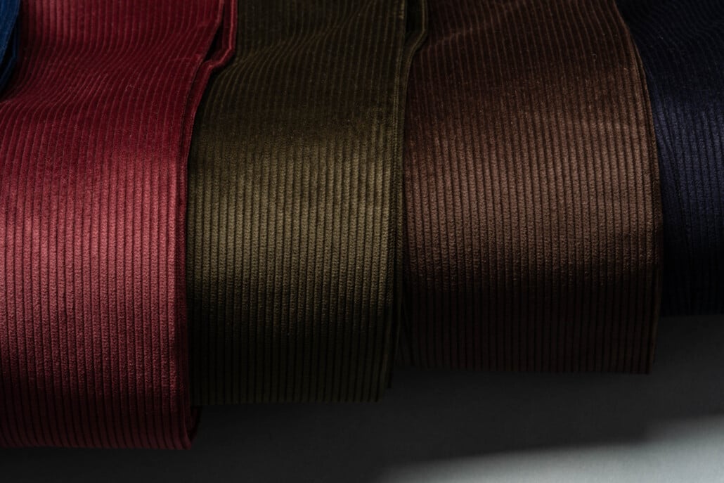 Matte Colors Corduroy Photo of an array of matte corduroy trousers