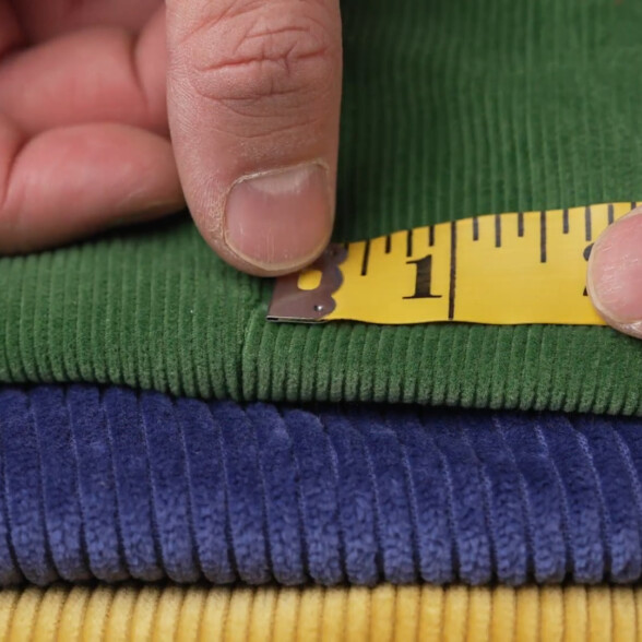 Photo of Measuring wale on corduroy trousers