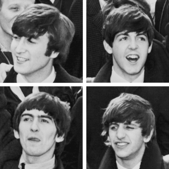Photos of the members of The Beatles