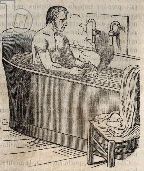 Hygiene au 19th century - man in a bathtub