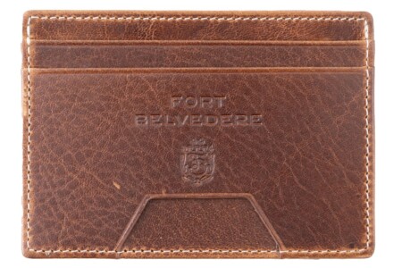 Photo of Saddle Brown Slim Card Carrier Wallet with Cash Pocket in Full Grain Dumont Leather