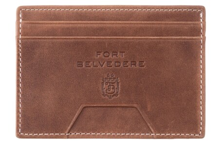 Photo of Saddle Brown Slim Card Carrier Wallet with Cash Pocket in Full Grain Montecristo Leather