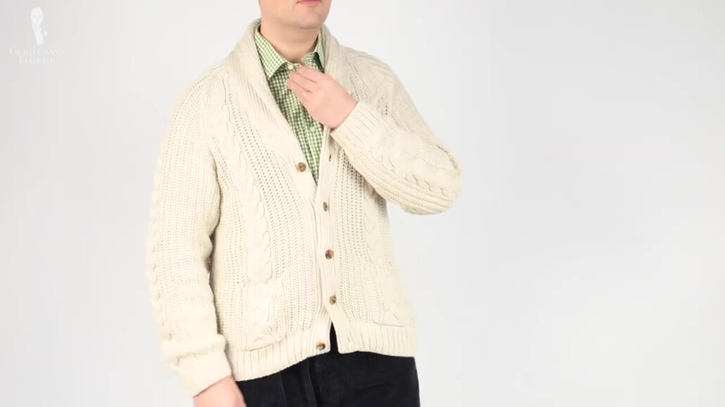 Smart casual look with cream a sweater