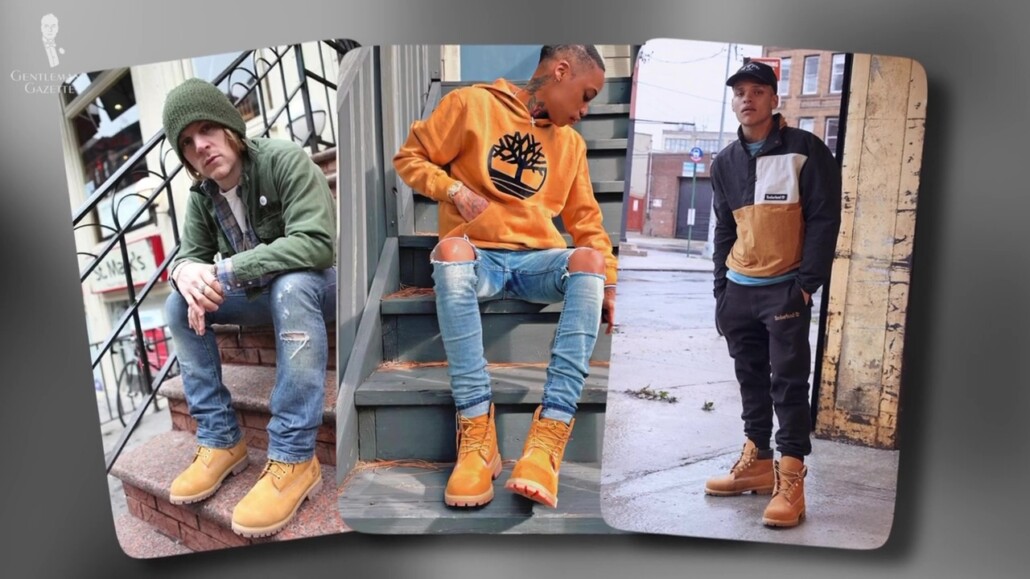 Streetwear looks featuring Timberland boots.