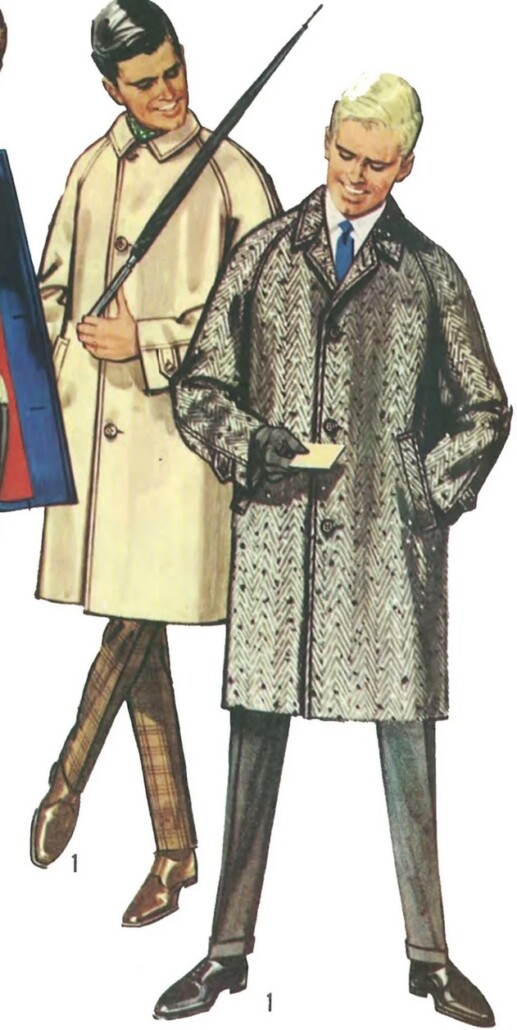 Illustration of 1960s top and overcoats