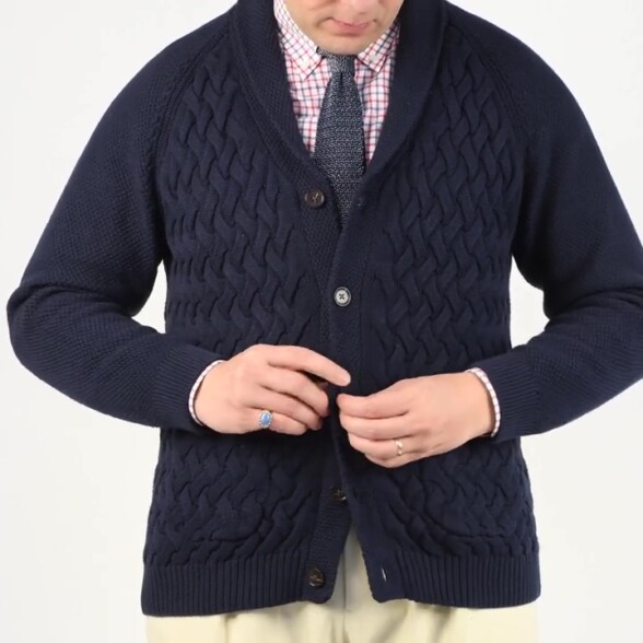 A shawl collar sweater is a great alternative to a suit jacket