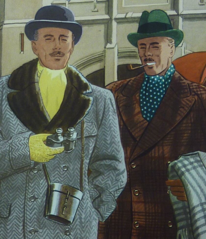 Illustration of two men wearing scarves