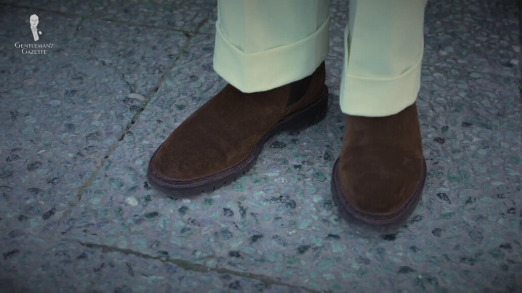 Chelsea boots with a suede cuff